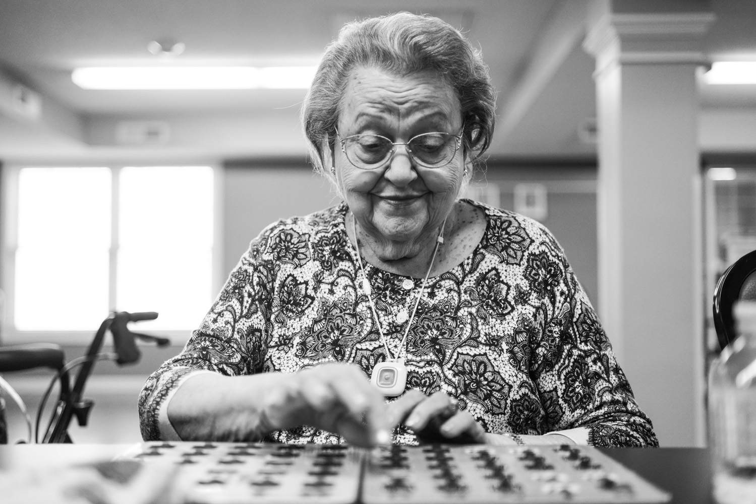 senior woman playing Bingo.