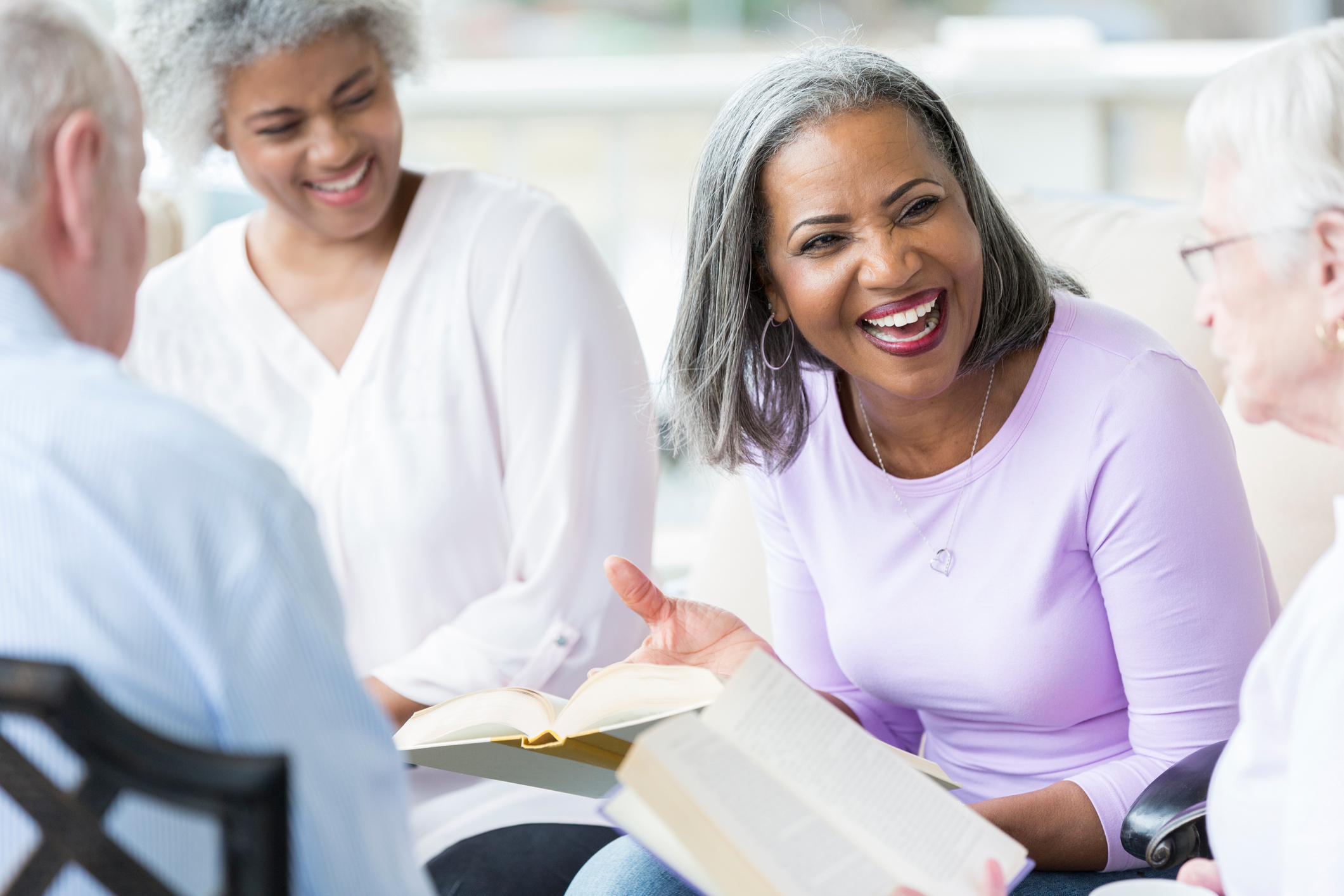 group of seniors discussing the bible